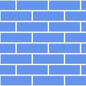 Three Inch Cornflower Blue Horizontal Brick Wall