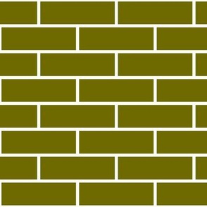 Three Inch Olive Green Horizontal Brick Wall