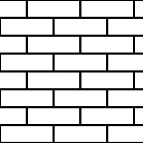 Three Inch White Horizontal Brick Wall