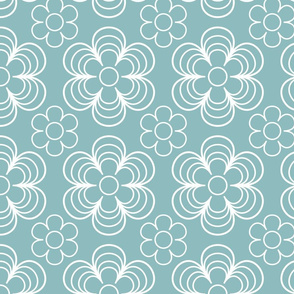 Mod Bold Flower Outlines on Eucalyptus Green