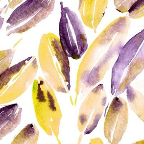 Nature delight • mustard and purple • watercolor fall leaves