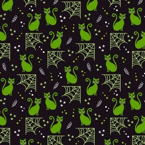 Halloween green cats Wallpaper