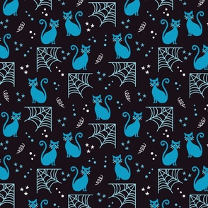 Halloween blue cats Wallpaper