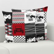 Jeep//A little Dirt Never Hurt//Red - Wholecloth Cheater Quilt