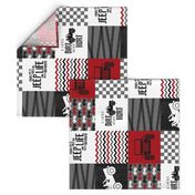 Jeep//A little Dirt Never Hurt//Red - Wholecloth Cheater Quilt - Rotated