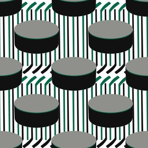 Hockey Pucks Polka Dots Sticks Stripes Green Silver Black
