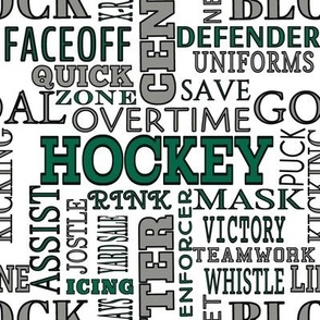 Hockey Terms Words Lettering Alphabet Green Silver Black