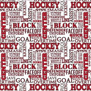 ABC's Hockey Alphabet Terms Words Lettering in Red and White