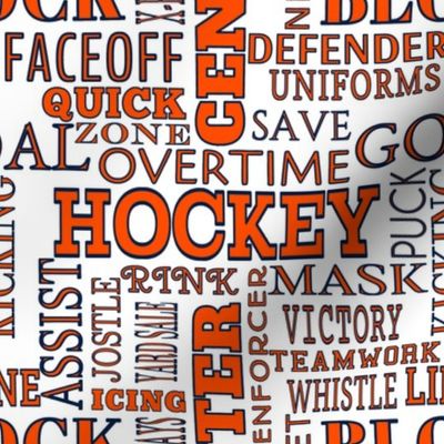Hockey Alphabet Words Terms Lettering Blue Orange White