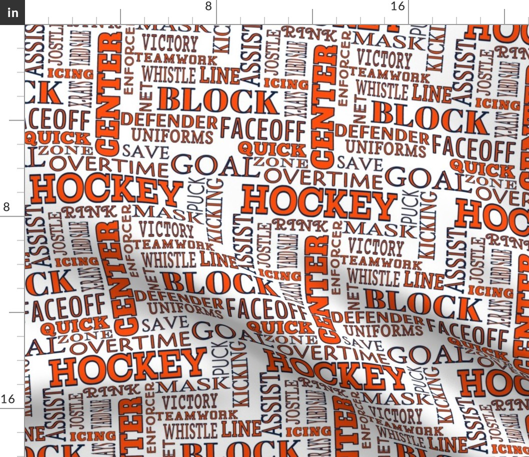 Hockey Alphabet Words Terms Lettering Blue Orange White