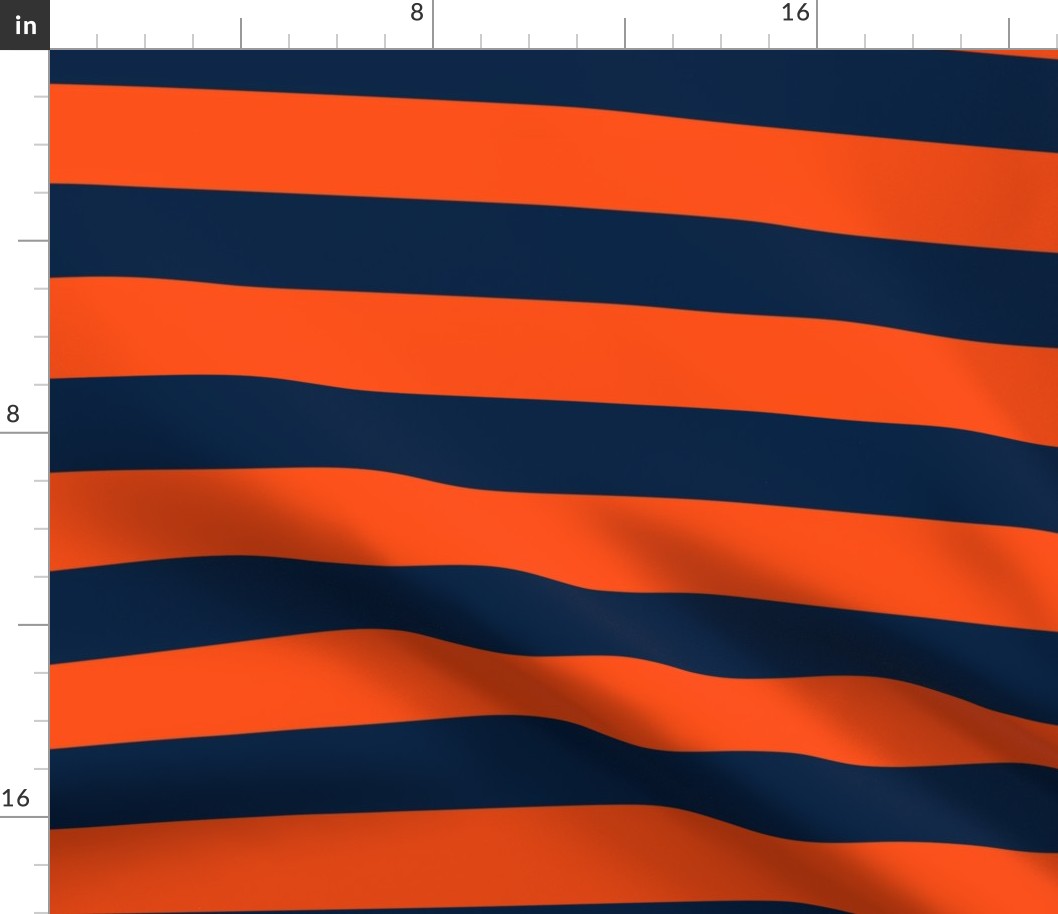 2 Inch Stripes Navy Blue and Orange 