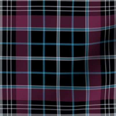 Plaid Burgundy Blue Silver Black