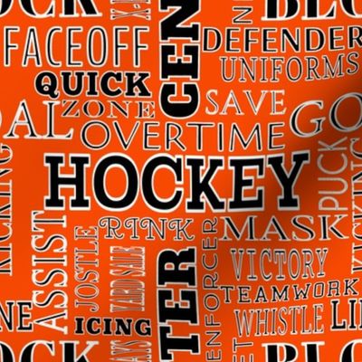 Hockey Alphabet Words Terms Lettering  Black White Orange