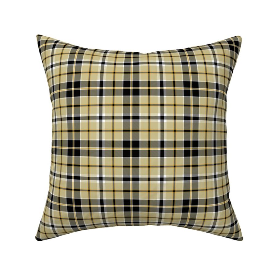 Plaid in Black White Gold and Yellow Fabric | Spoonflower