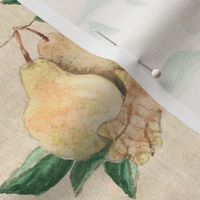 Pear Ginger Root Watercolor on Linen Look
