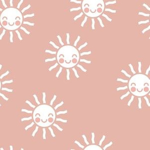 (small scale) Sunshine - cute suns - dusty pink - LAD19