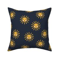 Sunshine - cute suns - dark blue - LAD19