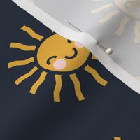 Sunshine - cute suns - dark blue - LAD19