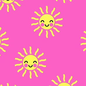 Sunshine - cute suns - hot pink - LAD19
