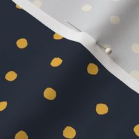 Polkas - sunshine - golden yellow on dark blue - LAD19