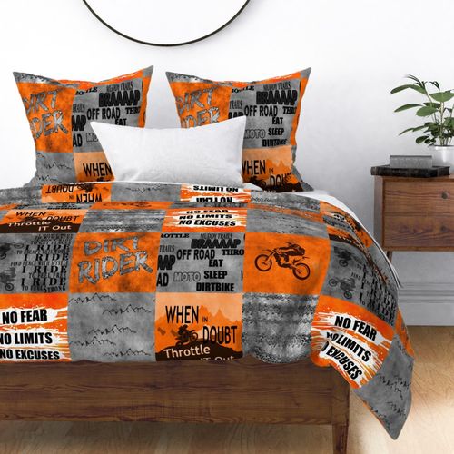 Dirtbike 12 Inch Squares Patch Quilt Orange