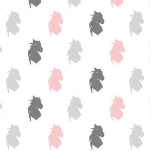 Small horse heads - pink, white, grey