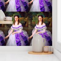 princesses white purple gowns dress roses florals flowers bows sash baroque victorian beauty lace ringlets tulle shawl portraits beautiful lady woman garden trees off shoulder ballgowns rococo elegant gothic lolita egl neoclassical  historical romantic  c