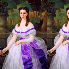 princesses white purple gowns dress roses florals flowers bows sash baroque victorian beauty lace ringlets tulle shawl portraits beautiful lady woman garden trees off shoulder ballgowns rococo elegant gothic lolita egl neoclassical  historical romantic  c