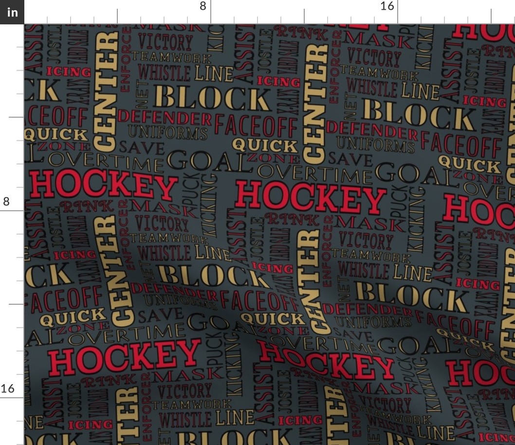 ABC's Hockey Alphabet Lettering Terms Words Gold Gray Red Black White