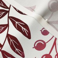 Folksy birds tea towel (ruby)