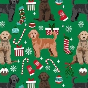 doodle dogs christmas fabric - doodle xmas, doodle christmas, golden doodle dog