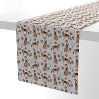 german shepherd football fabric - sports fabric, dog fabric, american football fabric, sports design  grey