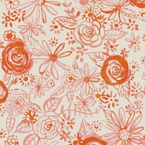 Stamped Watercolor Floral // Burnt Orange