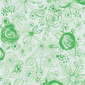 Stamped Watercolor Floral // Green