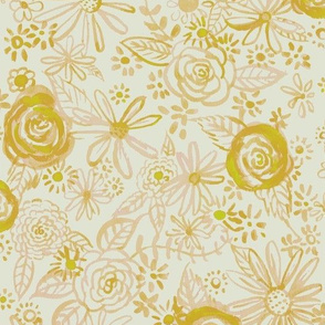 Stamped Watercolor Floral // Mustard