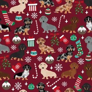 doxie christmas fabrics cute dachshunds fabric best dachshunds fabric - burgundy