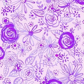 Stamped Watercolor Floral // Violet