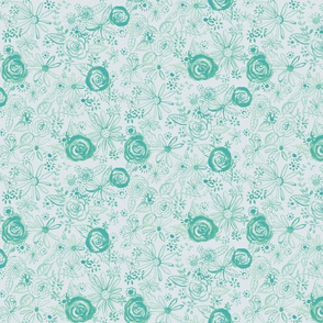 Stamped Watercolor Floral // Turquoise