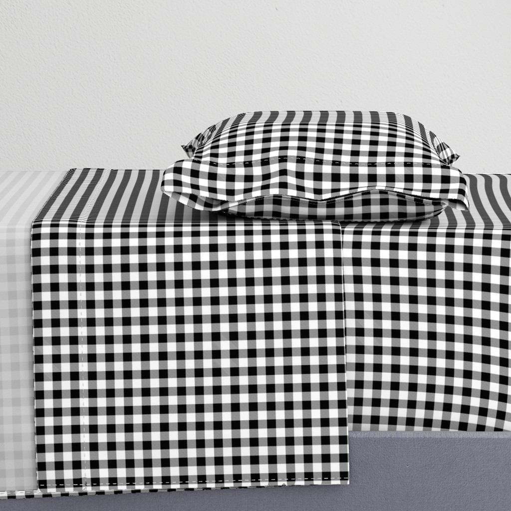 1/2 " buffalo plaid fabric - black and white checks, bw checks, black and white tartan, black and white plaid fabric 