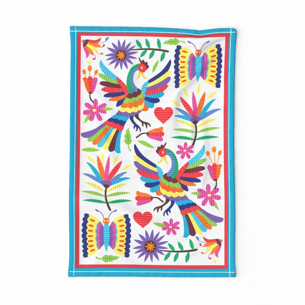 Mexican Otomi-Folk Art Tea Towel