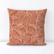 Leaves line drawing - Terracotta Red