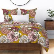 Large Mustard Floral Chintz Pattern