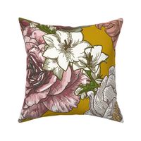 Large Mustard Floral Chintz Pattern