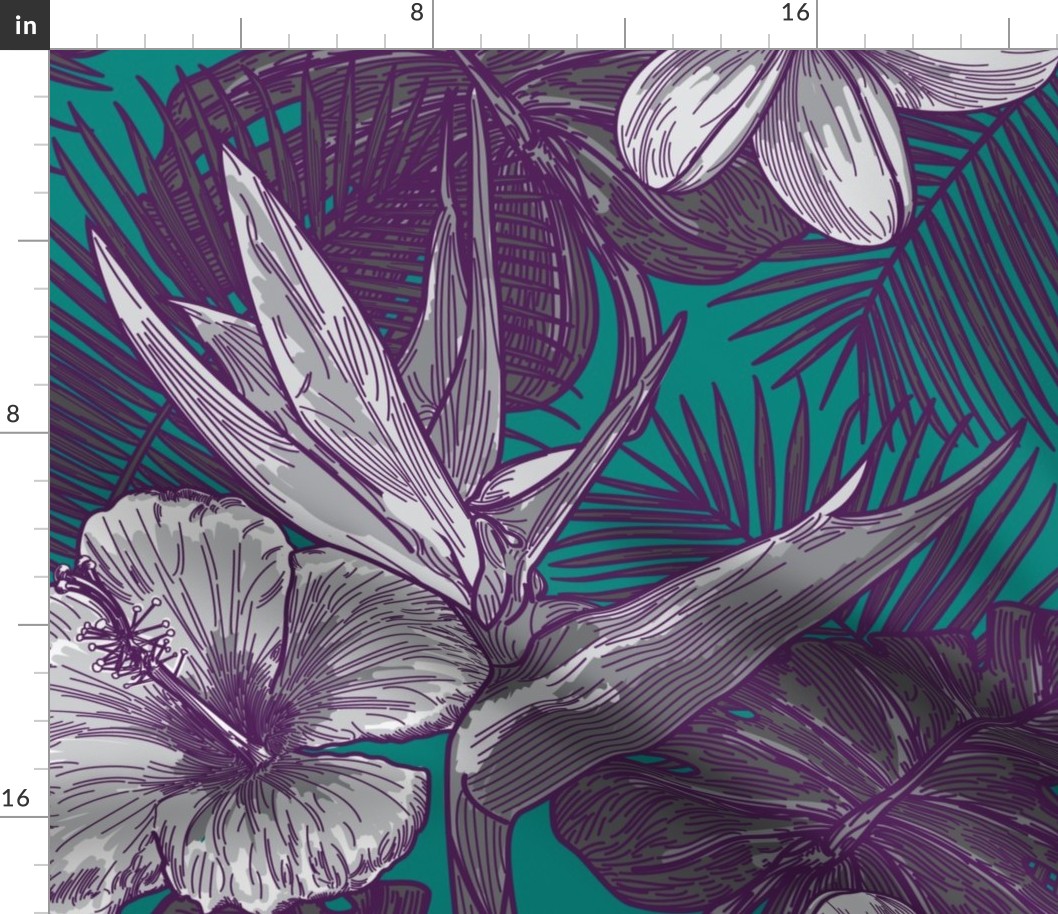 Vaporwave Tropical Floral Print