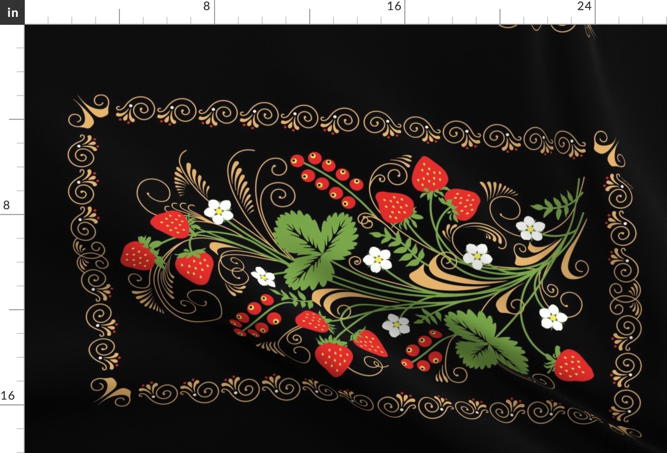 Russian Khokhloma Style Tea Towel