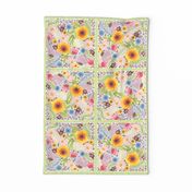 Floral Folk Art Tea Towel