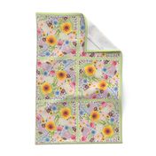 Floral Folk Art Tea Towel