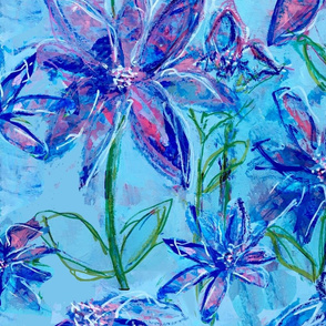 Blue Wildflower Modern Chintz - Jumbo