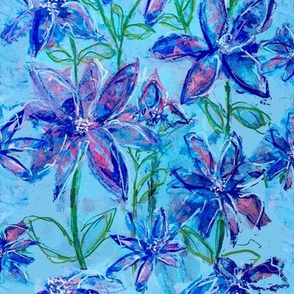 Wildflower Blue Modern Chintz - Medium