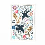 Scandinavian Folk Art Tea Towel